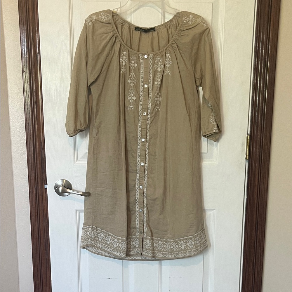 Love Stitch Tan Embroidered Dress